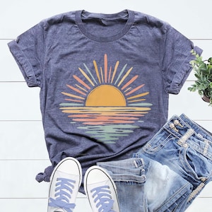Retro Sunset Shirt, Nature Graphic T-Shirt and Sunset Lover Gift Tee afbeelding 6