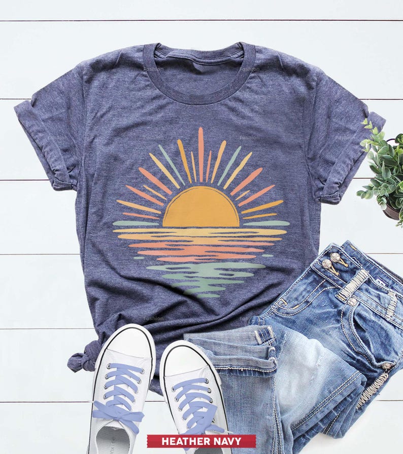 Retro Sunset Shirt, Nature Graphic T-Shirt and Sunset Lover Gift Tee afbeelding 6