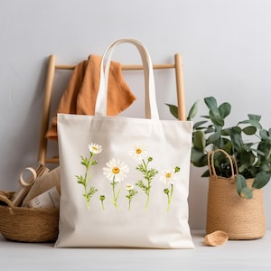 Wildflower Totes, Floral Tote Bag, Gift For Women Totes, School Tote Bag, Mother&#39;s Day Gift, Birthday Gift Bag, Birthday Totes, Gift Tote
