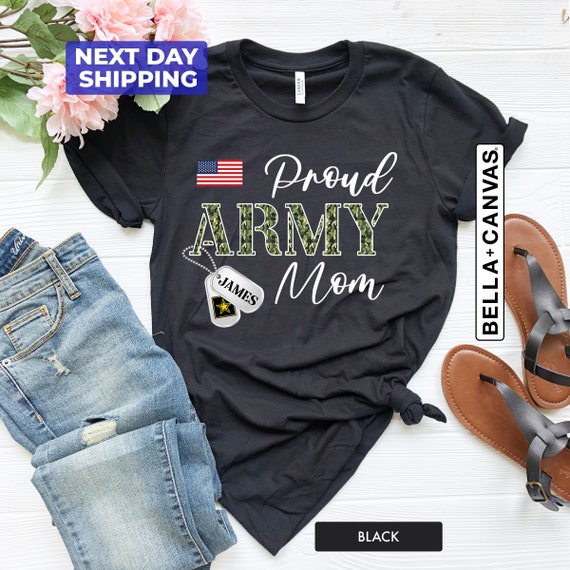 Custom Proud Army Mom Shirt, Personalized Army Mom Shirt, Soldier Mom T-Shirt, Army Family Day, USA Army Mom Gift, Military Mom Shirt