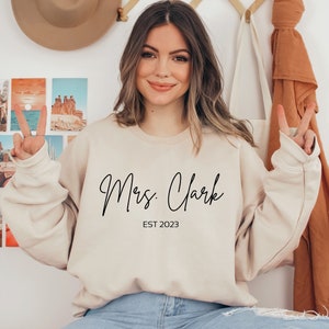Custom Mrs Sweatshirt, Wifey Shirt, Bride Personalized Sweatshirt, Bride Shirt, Mrs Custom, Future Mrs, Mrs Last Name Sweatshirt