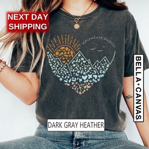 Adventure Awaits Shirt, Adventure Shirt, Nature Lover Tee, Mountain Tee Shirt, Camping Shirts, Hiker T Shirts, Camping Gift, Vacation Shirt