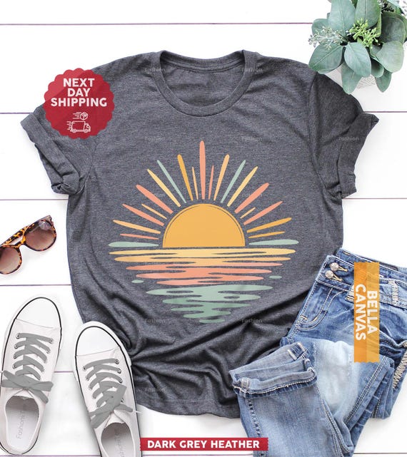 Retro Sunset Bella Canvas Shirt, Unisex Summer Tee