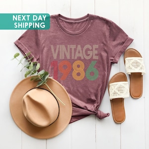 Vintage 1986 Shirt, 40th Birthday Gift, Retro Born in 1986 Tee for Men Women image 2
