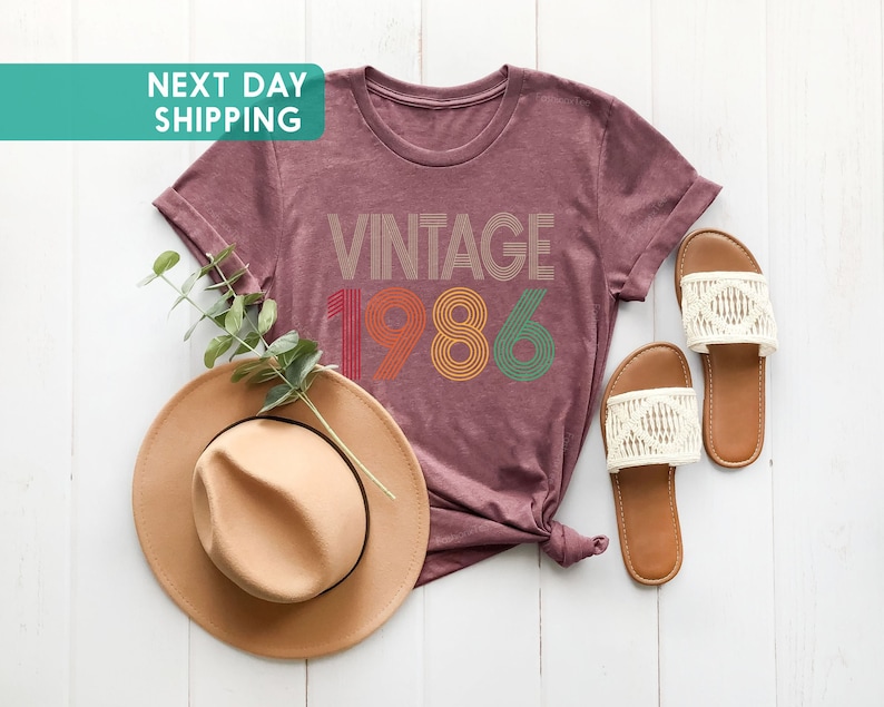 Vintage 1986 Shirt, 40th Birthday Gift, Retro Born in 1986 Tee for Men Women image 2