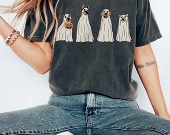Halloween Shirt, Ghost Shirt, Fall Dog Shirt, Halloween Gift, Spooky Season Shirt, Halloween Dog Shirt, Dog Lover Shirt, Ghost Dog Shirt