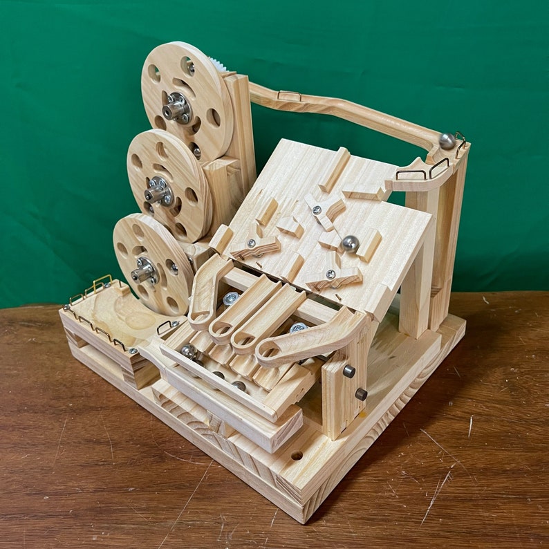 Wooden Marble Run Machine Impossible Perpetual Motion Etsy