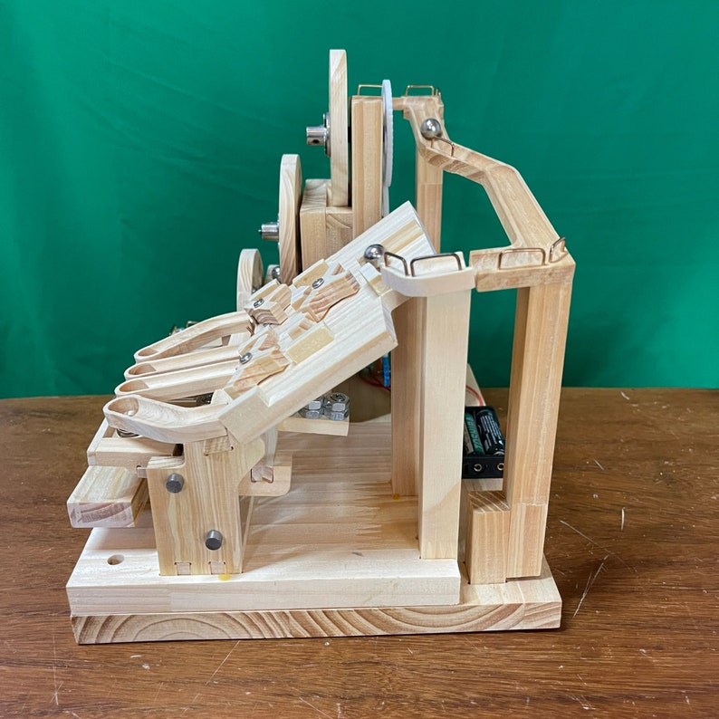 Wooden Marble Run Machine Impossible Perpetual Motion Etsy