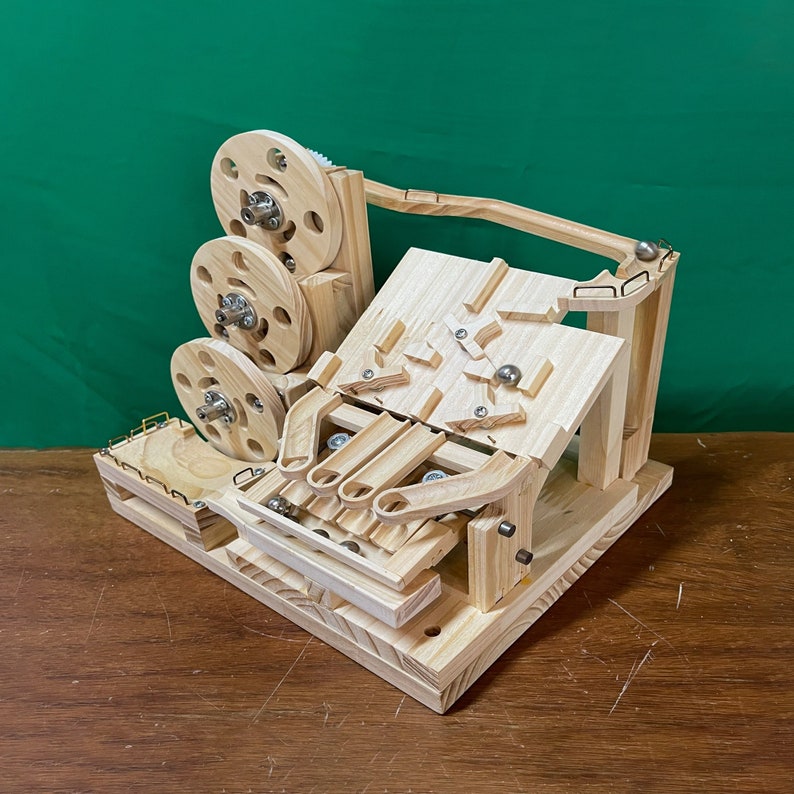Wooden Marble Run Machine Impossible Perpetual Motion Etsy