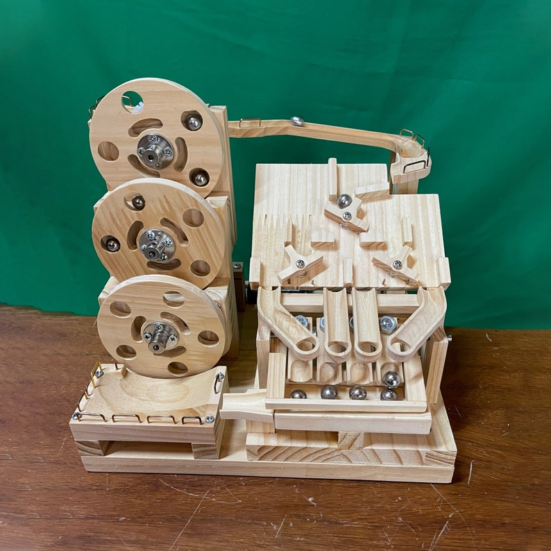 Wooden Marble Run Machine Impossible Perpetual Motion Etsy