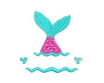 Mermaid Embroidery Design, Mermaid with waves ,  Machine Embroidery  Design, 6 Size, Instant Download