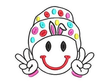 Retro happy face  embroidery design , Easter Retro Embroidery, Easter embroidery design. instant downloads, 5 sizes, PES, EMD,DST