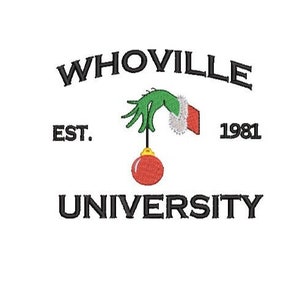 Whoville University Embroidery Design, Christmas Embroidery Design, Grinch Embroidery Designs, Stolen Christmas Embroidery Designs, Trendy