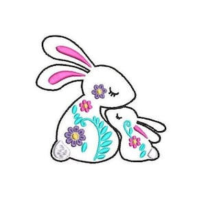 Easter Bunny Applique Design, MACHINE EMBROIDERY, Bunny Embroidery, Easter Applique, 8  Sizes, Digital Download, 4x4, 5x7, 6x10 and more