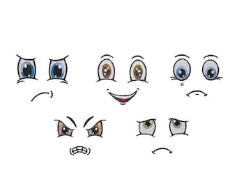 Eyes and Mouth Embroidery Designs,  Eyes Embroidery Design, Toy Eyes Embroidery Design, Machine Embroidery Design, 5 Sizes Each Designs
