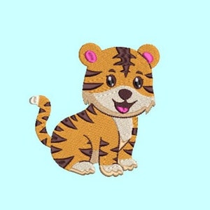 Baby Tiger Embroidery Design, Animal Embroidery Design, Machine Embroidery Design, 4x 4, 6 Sizes, Cute Tiger, Instant Download