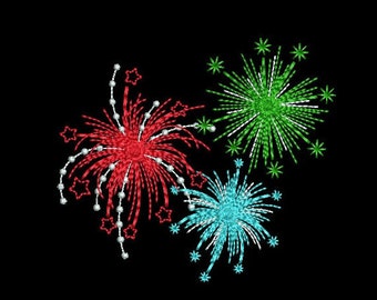 Fireworks Embroidery Designs, Machine Embroidery Design, Celebration Embroidery Design, 4x4, 7 Sizes, Instant Download