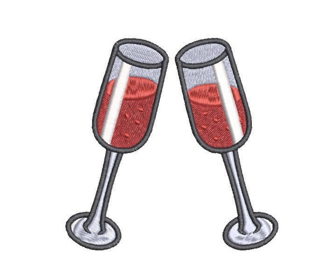 Wine Glasses Embroidery Design, Wine Drinking Glasses Machine
