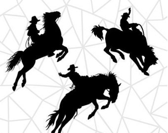 Bundle Cowboy Reitpferd Silhouette, Pferd Reiten Silhouette, Cowboy Reitpferd, SVG, PNG, DXF, Cricut Dateien, Sublimation Dateien