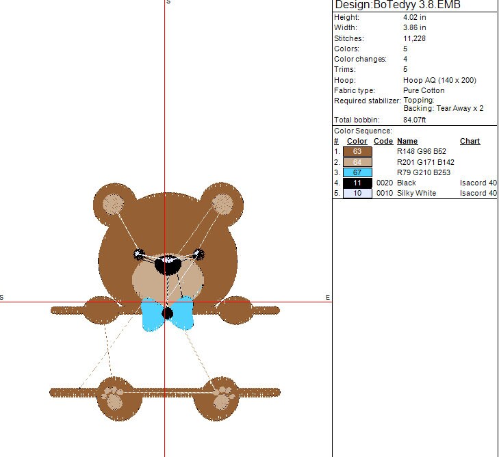 Threaded Bear Design Split Bear Embroidery Design, Teddy Bear Embroidery Design, Animal ...