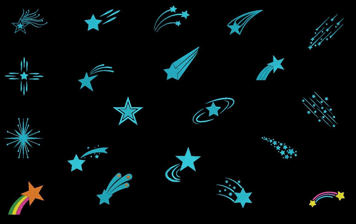 Star Embroidery Designs, Bundle Star Embroidery Designs, Shooting Stars ...
