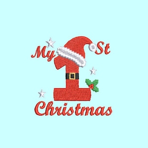 My 1st Christmas Embroidery Design, Christmas Embroidery Designs, Holiday Embroidery Designs, 4x4, 11 Sizes Each, Instant Download