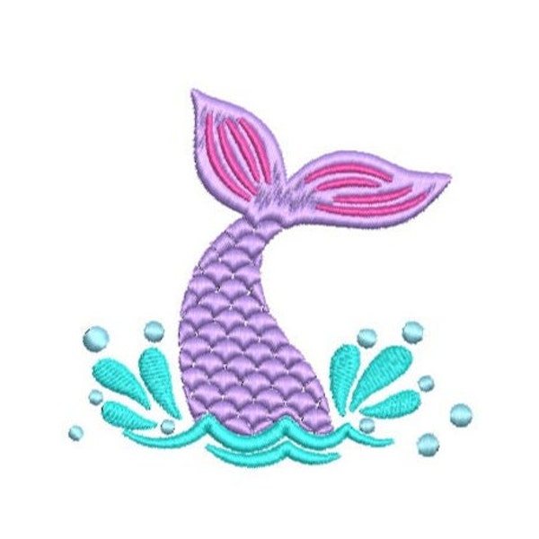 Mermaid Tail Embroidery Design , Mermaid Embroidery Design, Girls Embroidery Design, Machine embroidery, 6 Size, Instant Download