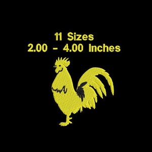 Motif de broderie poule, motif de broderie coq, motif de broderie Machine, 4 x 4, 11 tailles, téléchargements immédiats