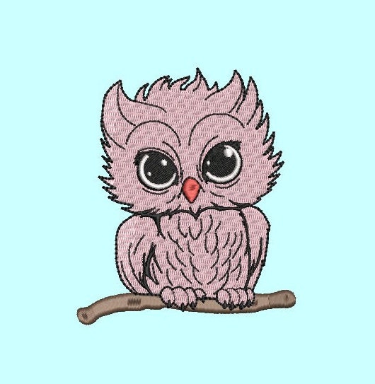 Baby Owl Embroidery Design on Tree Branch, Owl Embroidery, Animal Embroidery Design, Machine Embroid