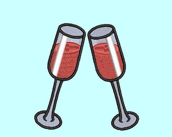 Weingläser Stickdatei, Wein Trinkgläser Stickdatei, Maschinenstickerei, 3 Größen, sofortiger Dateidownload
