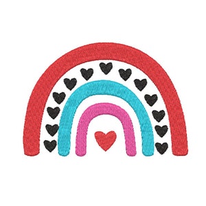 Diseños de bordado de arco iris boho, bordado de arco iris, bordado de máquina de corazón, bordado de arco iris mini boho, descarga instantánea - 8 tamaños