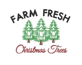 Bauernhof Frische Weihnachtsbäume Stickmuster, Stickdateien Weihnachten, Trendy Weihnachten Stickmuster, 5 Größen, 10x4, Instant Download