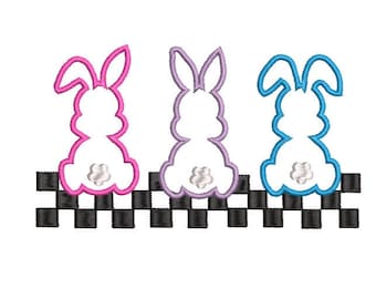 Bunny Applique Embroidery Design, Trio Easter Bunny Embroidery Design, Easter Embroidery Designs, Bunny Machine Embroidery Designs, 6 Sizes