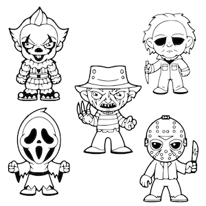 Bundle Halloween SVG, Bundle Baby Horror Charakter SVG, Monster zwart, Horror SVG, Halloween Art, Kinder Halloween Art, Cricut Sofortiger Download