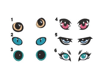 Projekt haftu Bundle Eyes, projekt haftu Plushie Felt Eyes, projekt haftu Animal Eyes, kreskówkowe zwierzęce oko, 7 rozmiarów każdy, 4x4
