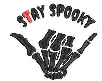 Handbroderidesign för Halloween, Halloween-broderidesign, broderidesign för läskig säsong, skelett, 4 storlekar