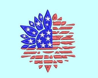 Bordado del Día de la Independencia, Bordado de flores, Bordado de bandera, 7 tamaños, Descarga instantánea de archivos