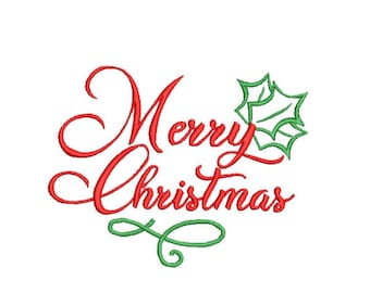 Merry Christmas Embroidery Design, Christmas Machine Embroidery Designs, Machine Embroidery Design, 4 Sizes, 4x4,Instant Download Files