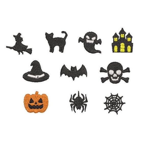 Halloween Embroidery Design, Bundle Halloween  Embroidery Designs, Witch, Ghost, Scull, 10 Sizes, 10 Individual Designs, Instant Download