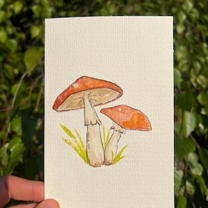 Handmade greeting card- Mushrooms- Blank card with envelope, size 4x6