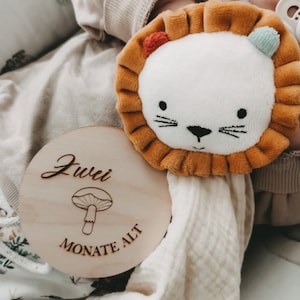 Baby Meilensteine aus Holz-Mein erstes Jahr-mit Gravur-Meilensteinkarten-Geschenkset zur Babyparty,Schwangerschaft,Junge,Mädchen-WaldFreunde