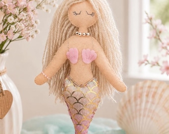 Handgemachte blonde Meerjungfrau Ornament, Meerjungfrau Puppe Dekoration, Meerjungfrau Liebhaber Geschenk