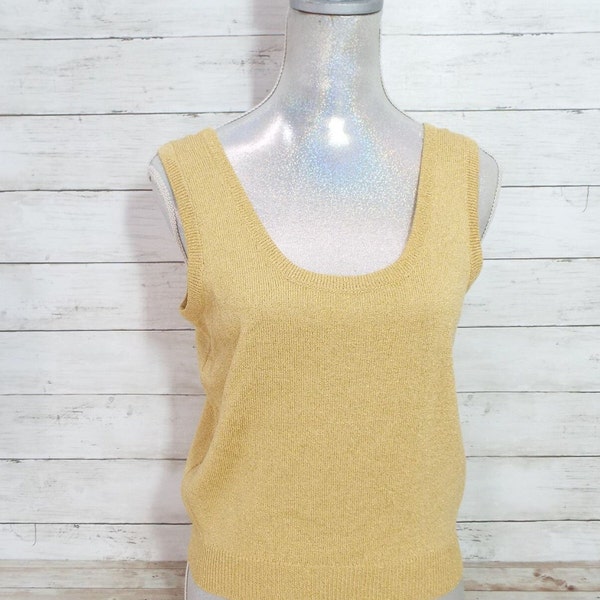 St. John Basics Women's Gold Sparkle Knit Tank Top - Size Small - Made in USA