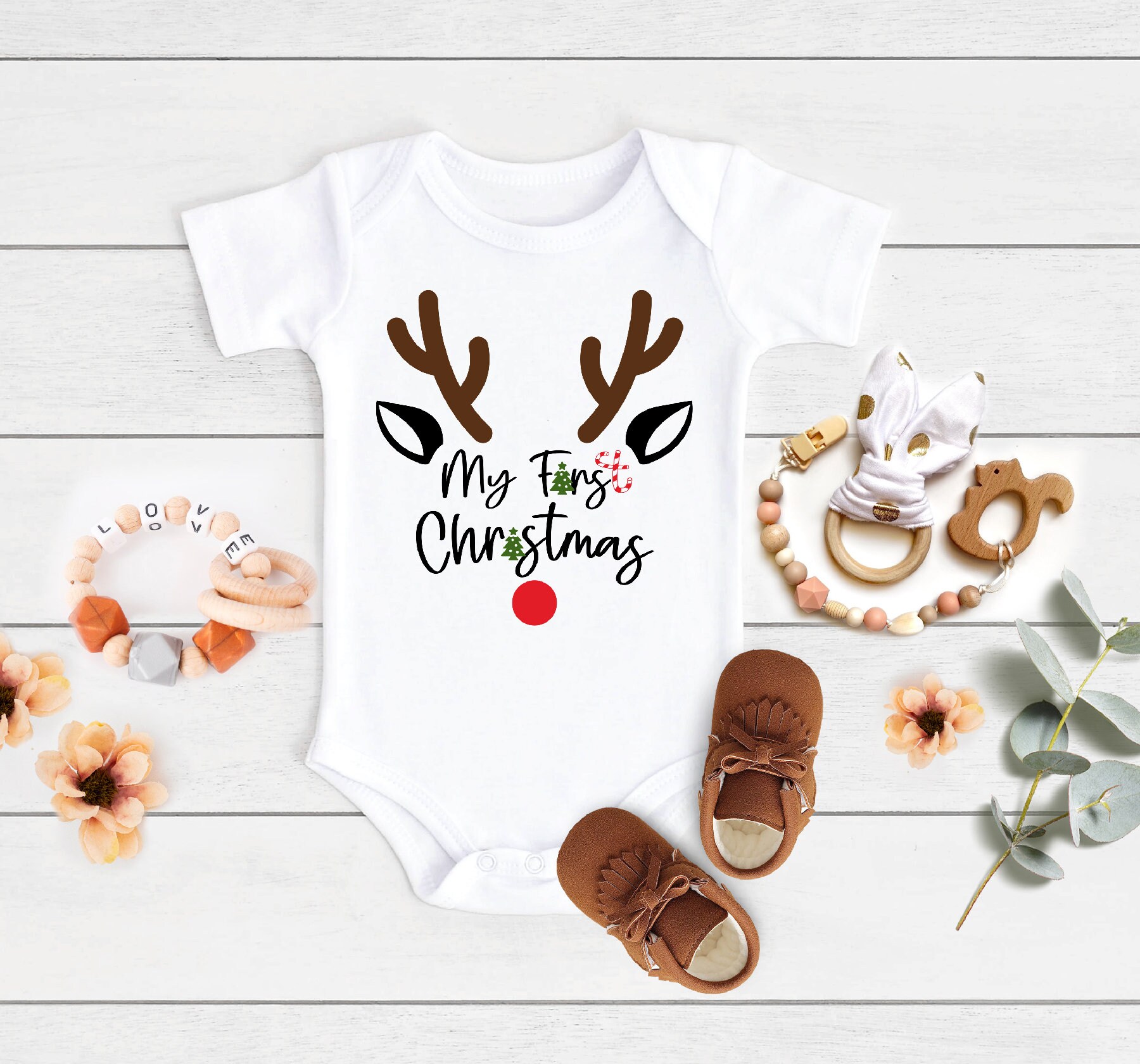 Discover First Christmas Onesie, 1st Christmas Onesie, Christmas Onesie, Baby Christmas Shirt, Cute Newborn Christmas Gift, Baby Christmas Gifts