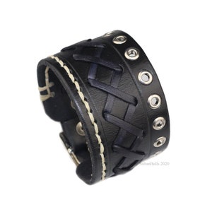 Genuine leather wristband first class leather bracelet handmade leather cuff men&#39;s bracelet strap black
