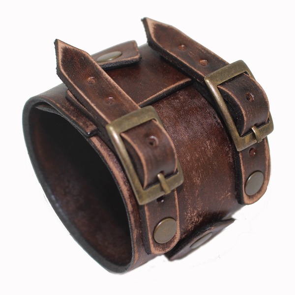 JOHNNY DEPP style first class handmade leather wristband genuine leather cuff bracelet men's bracelet Worn Brown