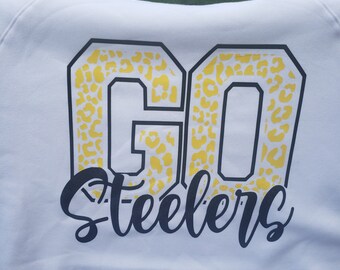 GO Steelers Sweatshirt: Black Glitter Vinyl, Football Fan Apparel