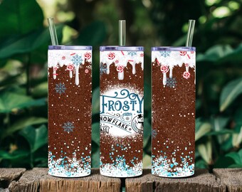 Frosty Snowflake Cafe Tumbler | Winter Holiday Christmas Cup