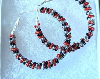 Handmade Beaded Hoop Earrings – Boho Chic Statement Jewelry
