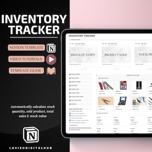Bestandsverfolgung Notion Vorlage, Kunden-Tracker, Umsatz- und Ausgaben-Tracker, Small Business Tracker, E-Kommerz-Manager, Bestandsführung
